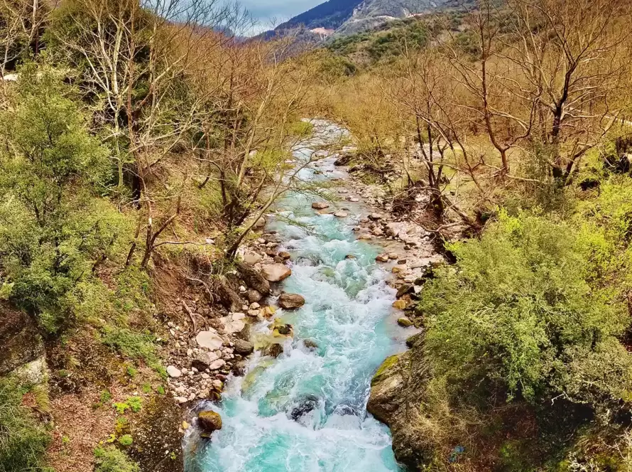 The Lousios River is seen from above.