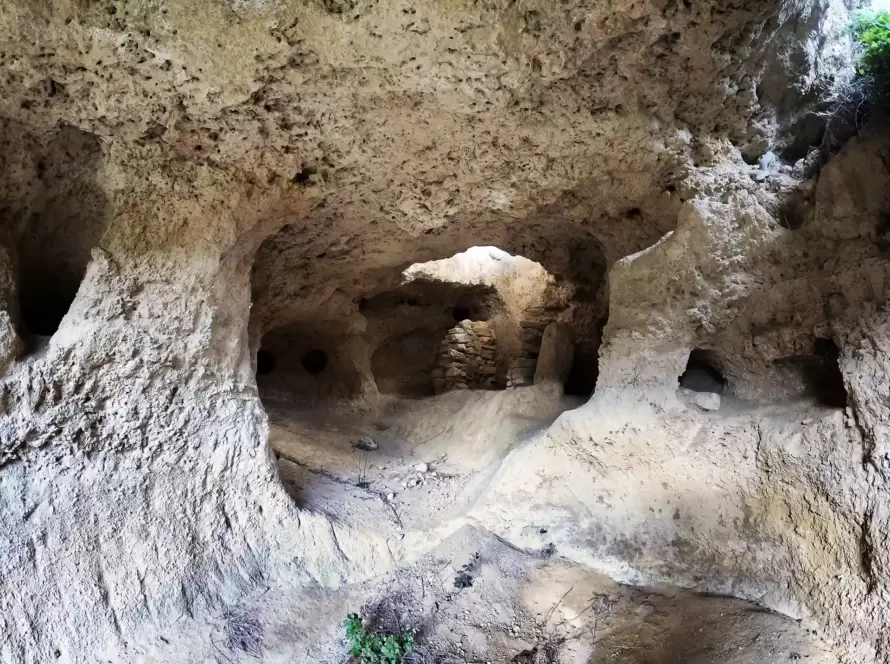 Looking into a cave in Greece.
